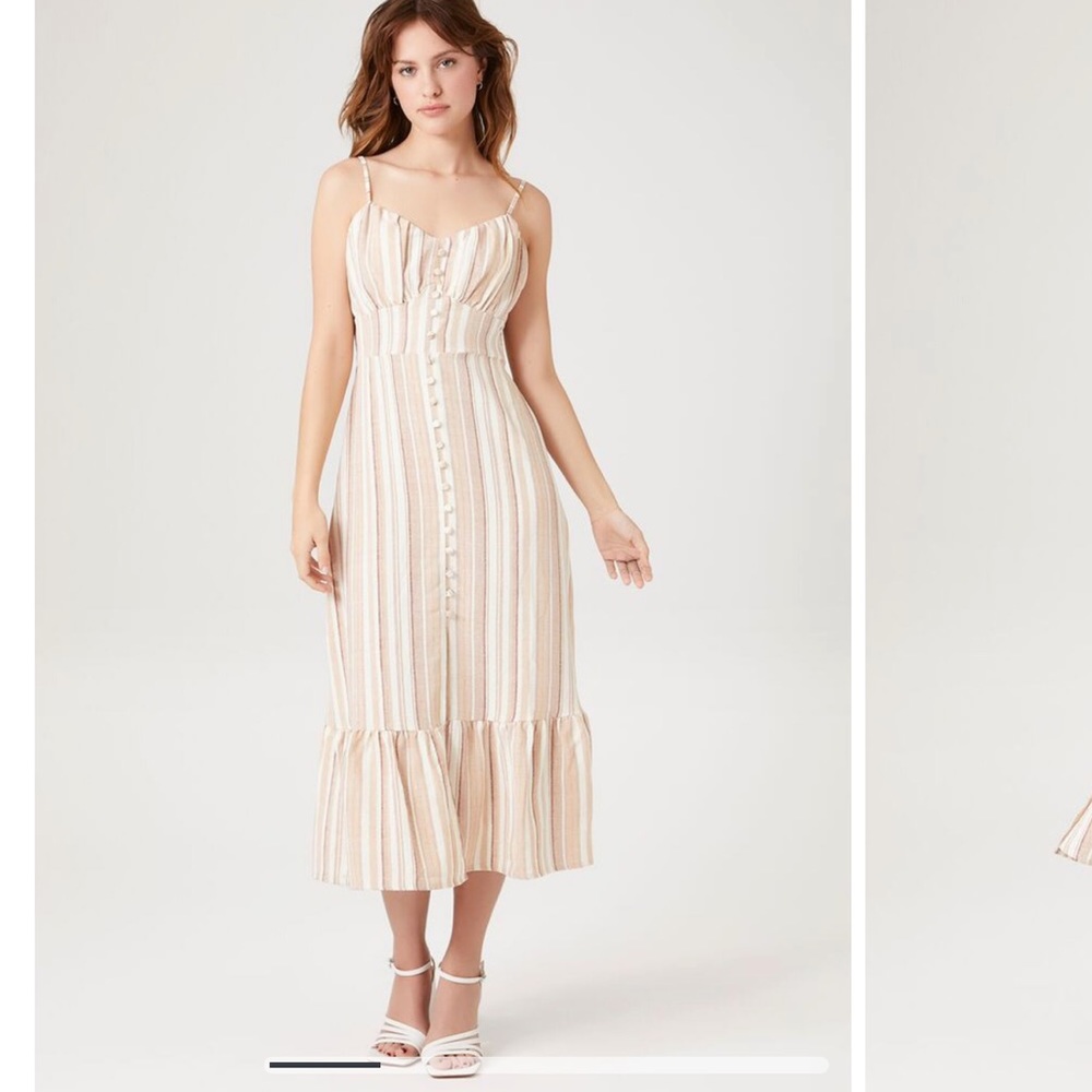 NWT Forever 21 striped taupe midi dress